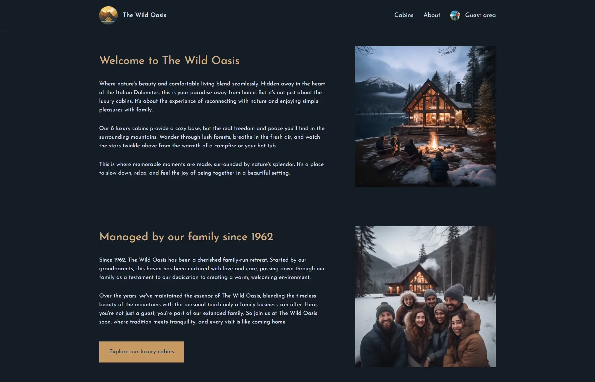 About page of Wild Oasis