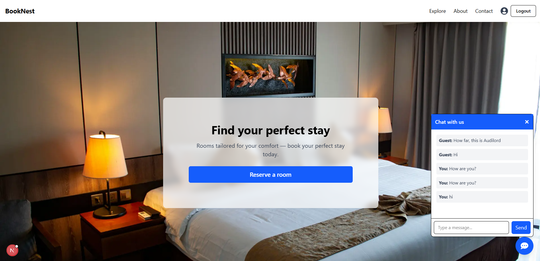 Booknest Hero with live chat image