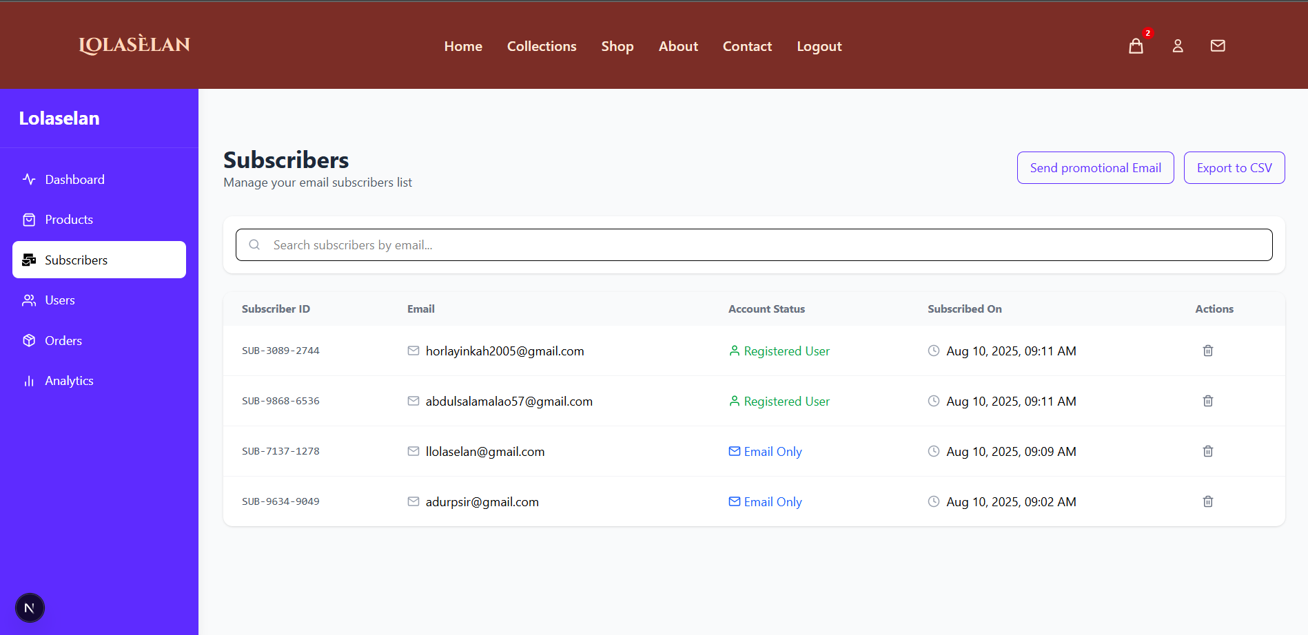 Admin screenshot 3